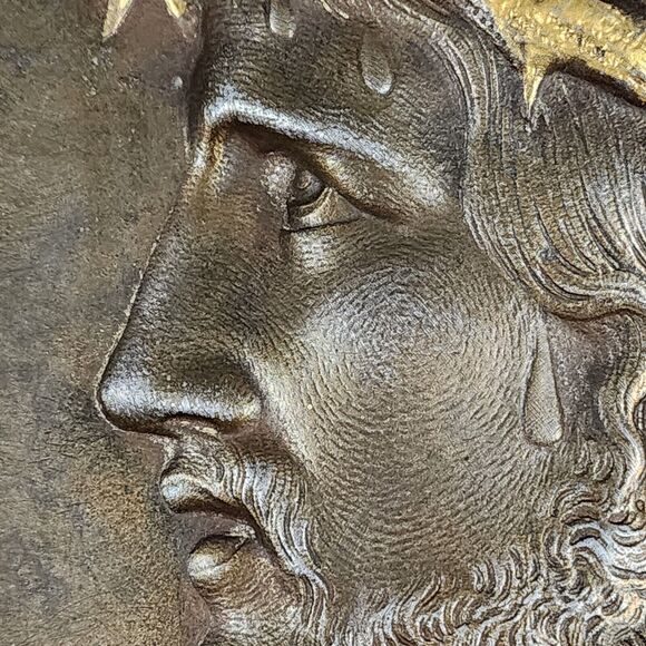 Holy Mother Mary and Jesus Bronze Plaque Set French Catholic Religious Wall Icon - Picture 5 of 11